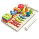 3 In 1 Wooden Column Set Toy - Wooden Learning Toy