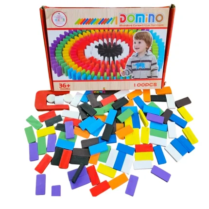 100 Pcs Wooden Domino Set for Kids – Educational Play & Creative Fun!