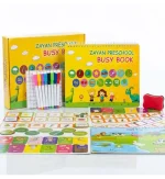 Zayan Preschool Busy Book – 300+ Velcro Puzzles & Write-Wipe Learning Kit