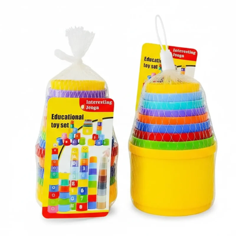 9PCS Rainbow Stacking Cups & Tower – Educational Building Blocks for Baby