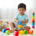 9PCS Rainbow Stacking Cups & Tower – Educational Building Blocks for Baby