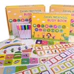Zayan Preschool Busy Book – 300+ Velcro Puzzles & Write-Wipe Learning Kit