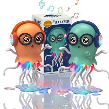 dancing jellyfish photo, kids electric toy image, musical baby toy features, LED 3D light toy, interactive crawling toy, bump and go sensor toy, toddler sensory toy picture, jellyfish toy for birthday gift, electric animal toy for kids, non-toxic plastic toy, kids fun play toy, home learning toy, khelnapati jellyfish toy, preschool electronic toy, indoor fun toys.