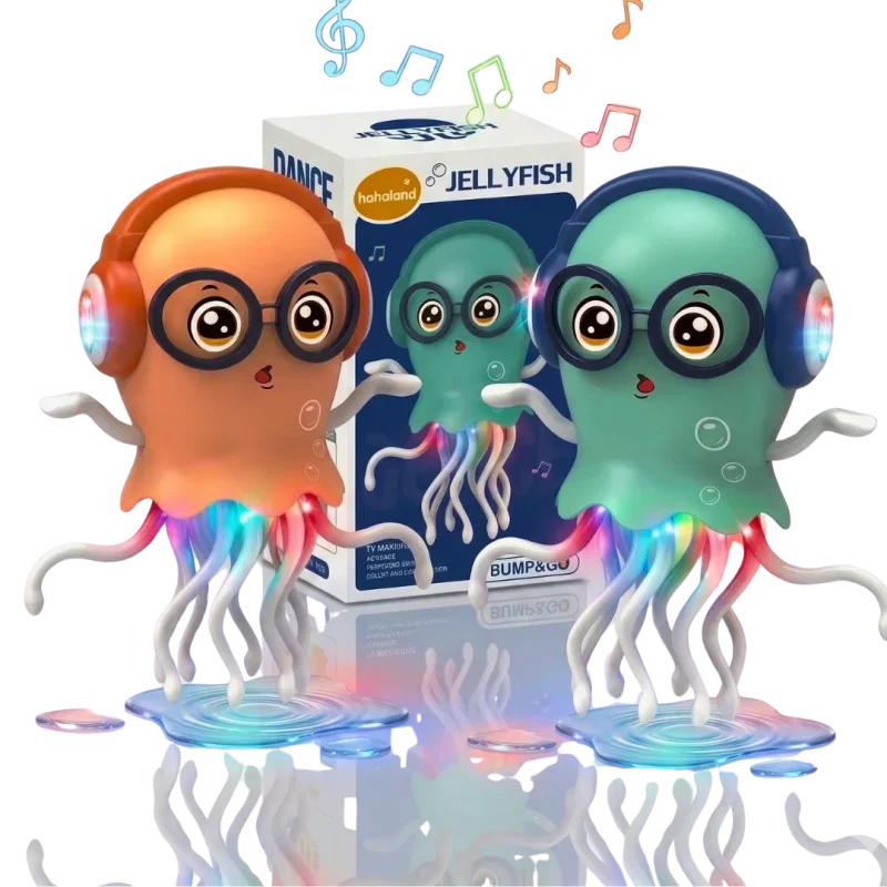 dancing jellyfish photo, kids electric toy image, musical baby toy features, LED 3D light toy, interactive crawling toy, bump and go sensor toy, toddler sensory toy picture, jellyfish toy for birthday gift, electric animal toy for kids, non-toxic plastic toy, kids fun play toy, home learning toy, khelnapati jellyfish toy, preschool electronic toy, indoor fun toys.