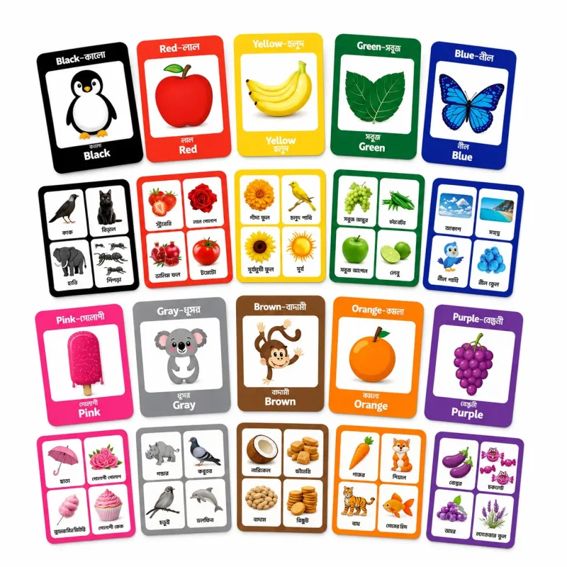 Color Plus Flash Card for Kids | Interactive Color Learning Cards (10 Double-Sided Flash Cards)