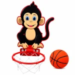 Monkey Face Basketball Hoop for Kids with Ball and Wall Mount Basket