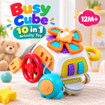 Busy Cube Polyhedron Montessori sensory activity toy for kids with interactive learning activities