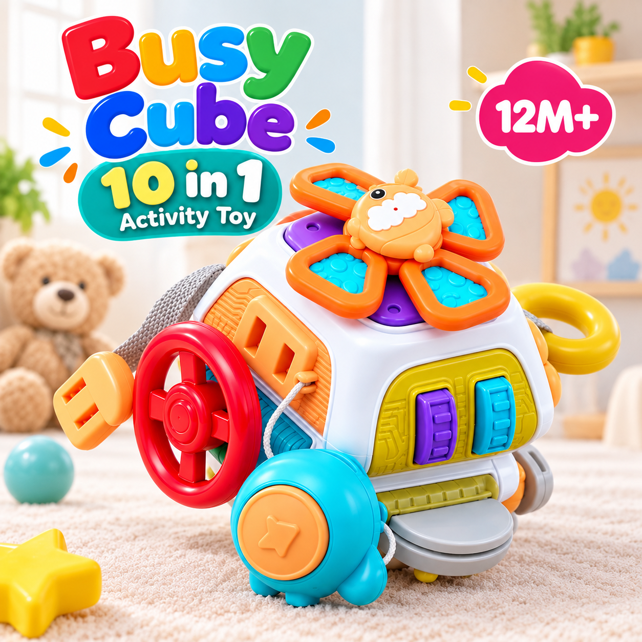 Busy Cube Polyhedron for Kids – Montessori Sensory Activity Toy Busy Cube Polyhedron Montessori sensory activity toy for kids with interactive learning activities