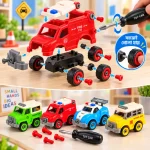 4-Pcs DIY Engineering Vehicle Set for Kids | Disassembly & Assembly Toy Car with Tools - Image 4