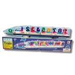 Visible colorful gears inside transparent train toy