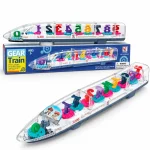 Transparent gear train toy with colorful gears for children's learning