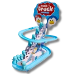 Cool slide penguin battery operated track toy set with colorful retail box packaging